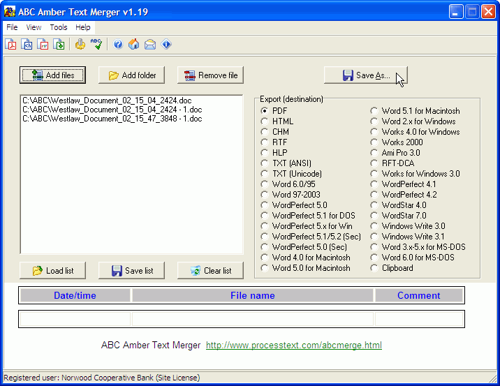 ABC Amber Text Merger Screenshot